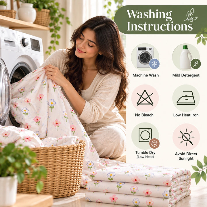 6 PCs King Size Floral Duvet Cover Bedding Set with Soft Botanical Print for Home Décor (6FS215)