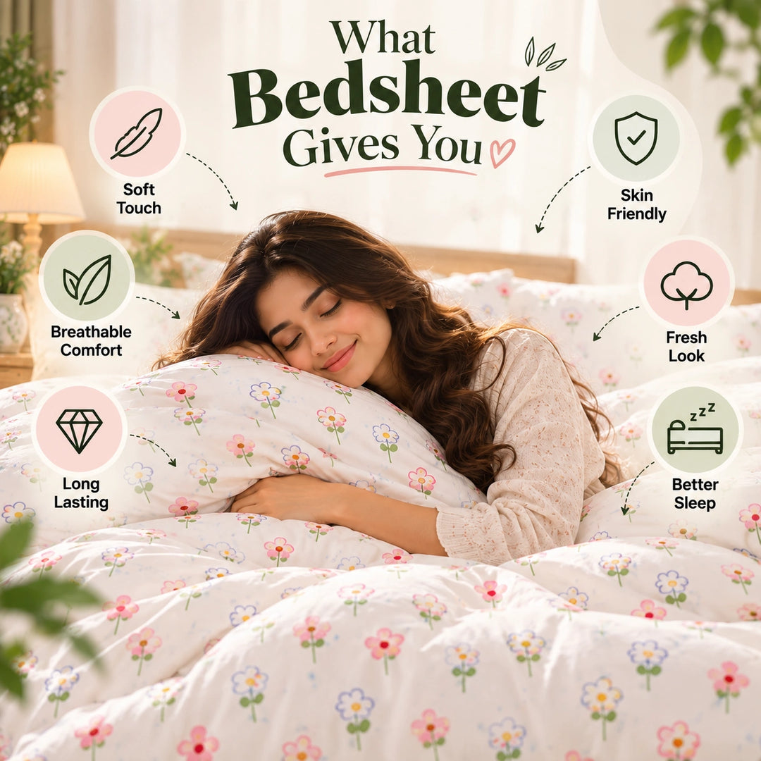 6 PCs King Size Floral Duvet Cover Bedding Set with Soft Botanical Print for Home Décor (6FS215)