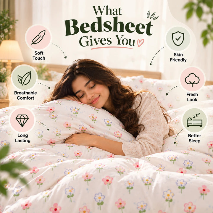 6 PCs King Size Floral Duvet Cover Bedding Set with Soft Botanical Print for Home Décor (6FS215)