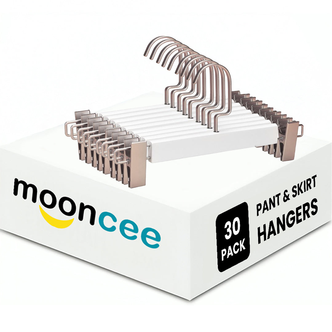 Premium High-Grade Wooden Pants Hangers - Non-Slip Grip With Adjustable Metal Clips