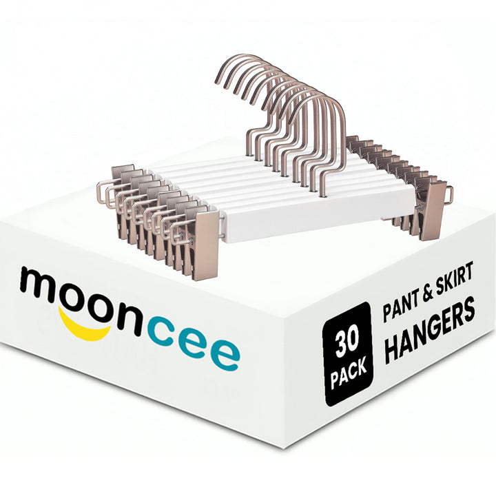 Premium High-Grade Wooden Pants Hangers - Non-Slip Grip With Adjustable Metal Clips