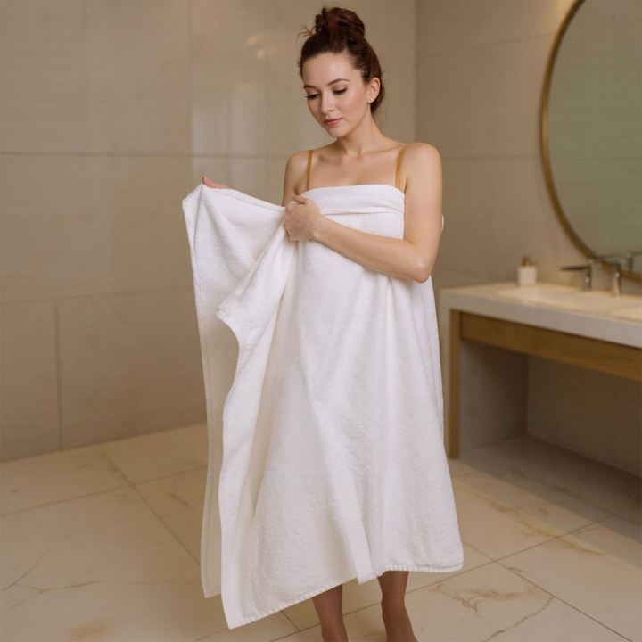 2 PCs Jumbo Bath Towels – Luxury 100% Pure Cotton Towel Set, Heavy & Durable  (White)