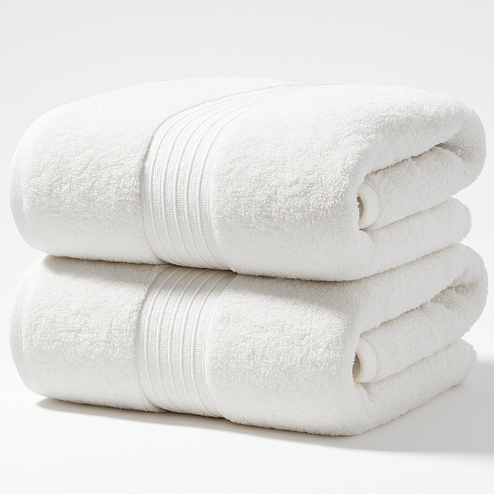 2 PCs Jumbo Bath Towels – Luxury 100% Pure Cotton Towel Set, Heavy & Durable  (White)