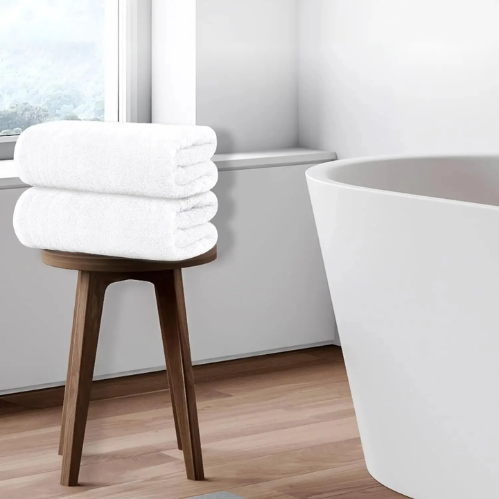 2 PCs Jumbo Bath Towels – Luxury 100% Pure Cotton Towel Set, Heavy & Durable  (White)