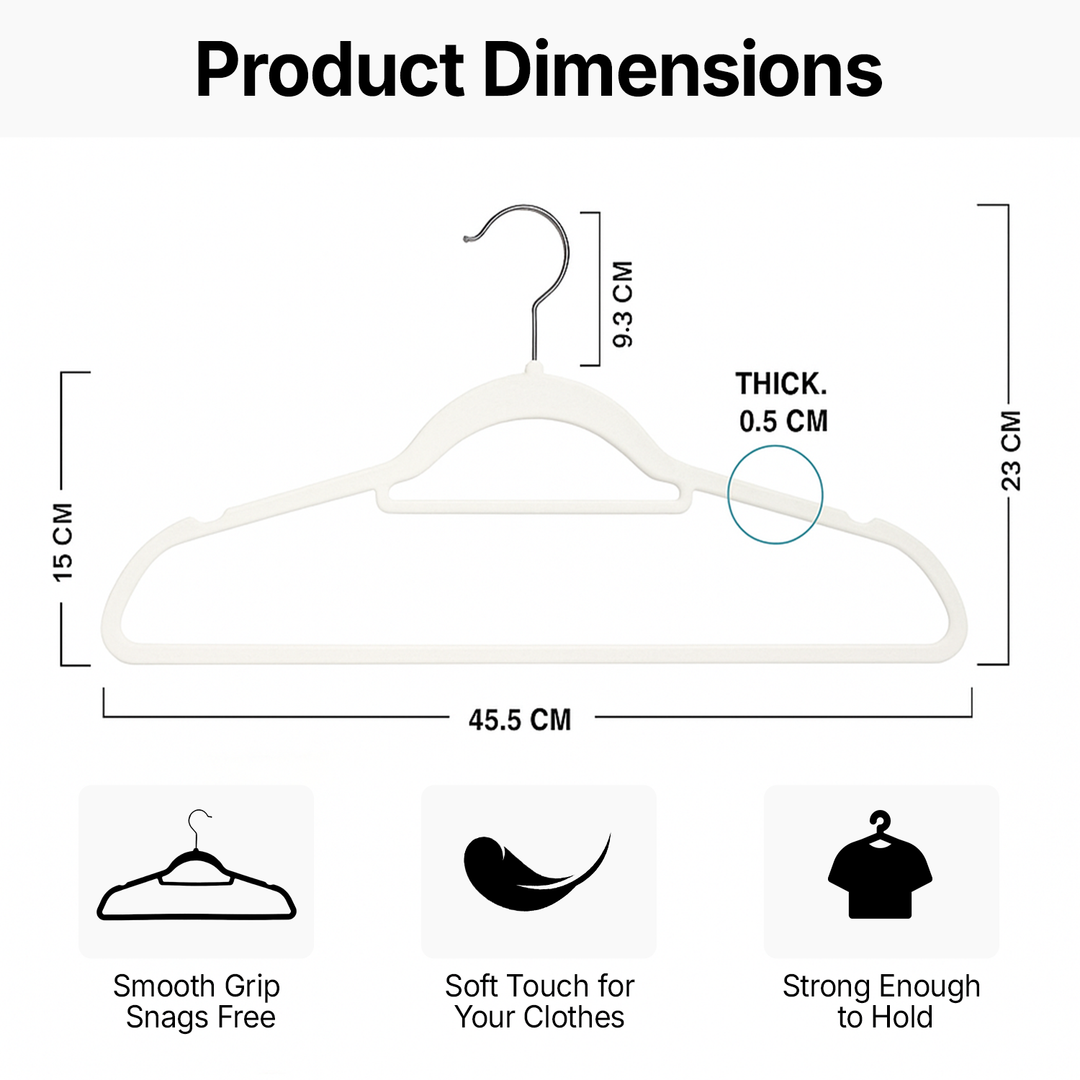 MOONCEE Premium Velvet Non-Slip Hangers – Ideal for Clothes, Coats & Pants