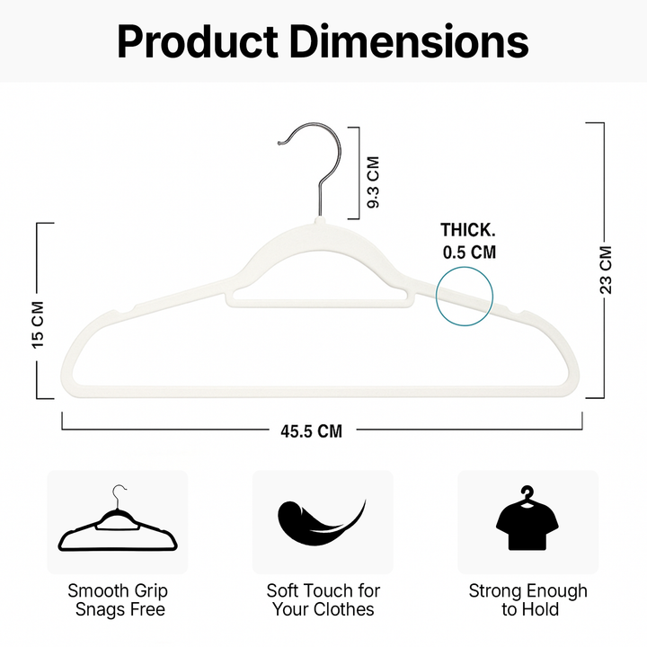 MOONCEE Premium Velvet Non-Slip Hangers – Ideal for Clothes, Coats & Pants