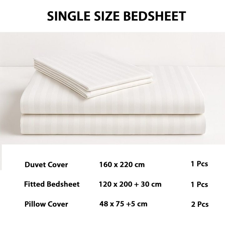 4 PCs Single Bed Sheets Set With Duvet Cover Set 160x220 cm Bedding Set (White)