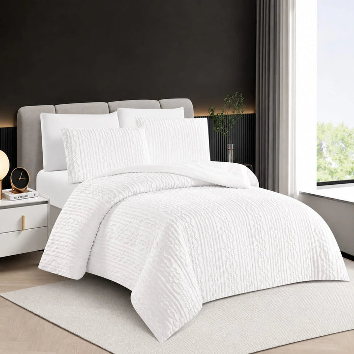 6 PCs White King Size Duvet Set | Soft Luxury Bedding with Pillow Covers  (6FS204)