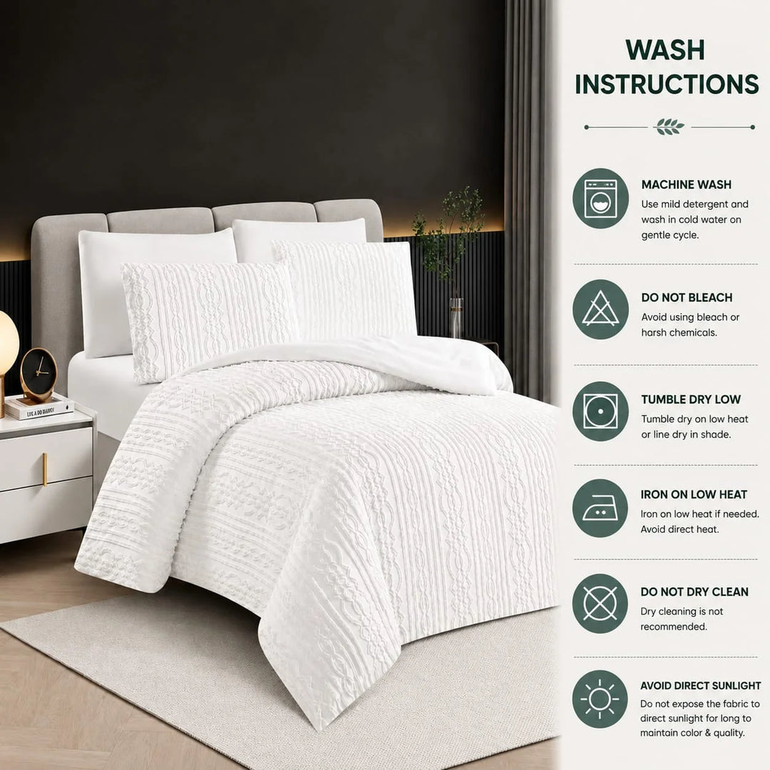 6 PCs White King Size Duvet Set | Soft Luxury Bedding with Pillow Covers  (6FS204)
