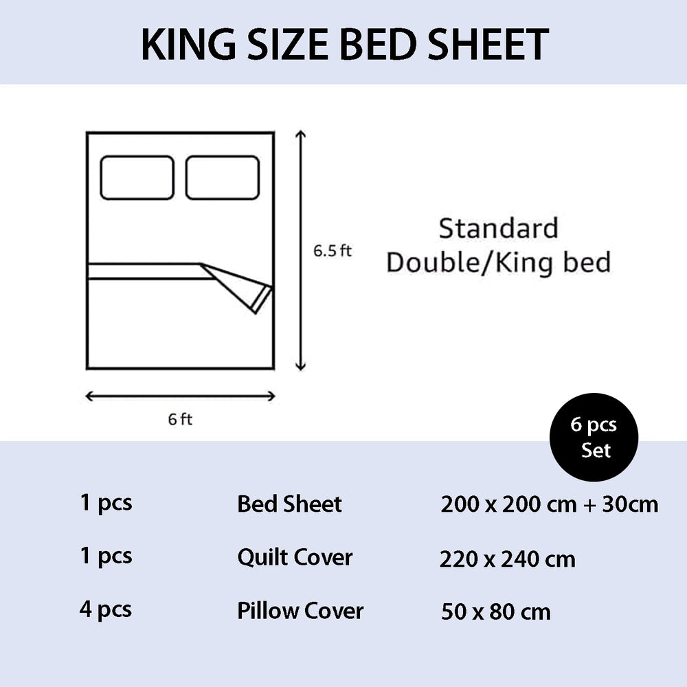 King size bed sheet set dimensions and components diagram 