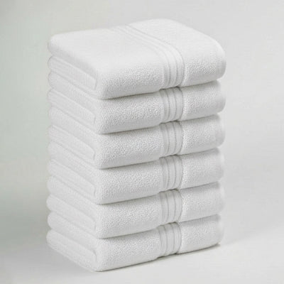 Premium Hand Towels Set 6 PCs, 600 GSM Extra Large Towels With Soft Cotton (White)
