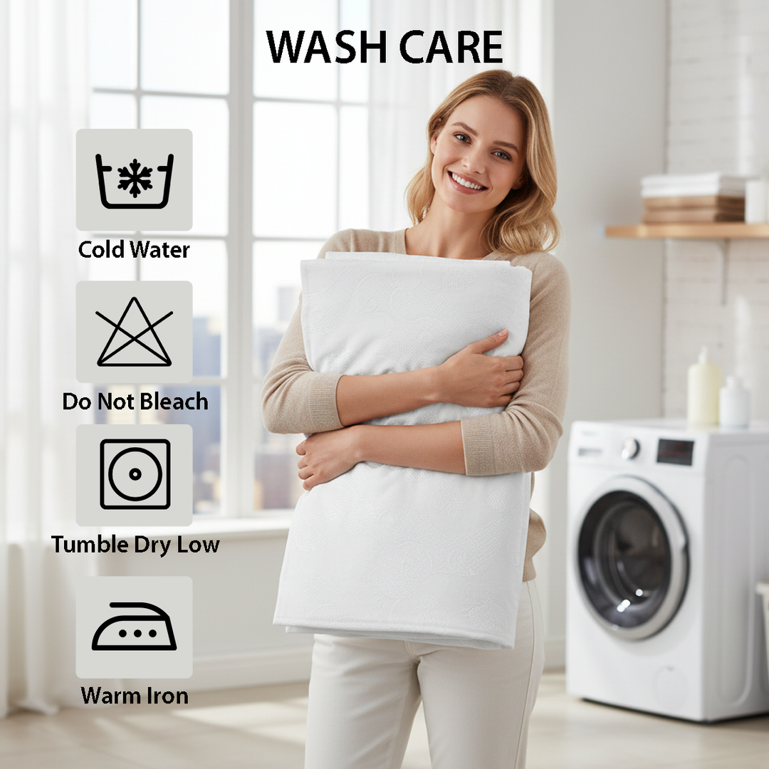 King Size White Bed Sheets with Duvet Cover 220x240 6 PCs King Bedding Set (6FM7)