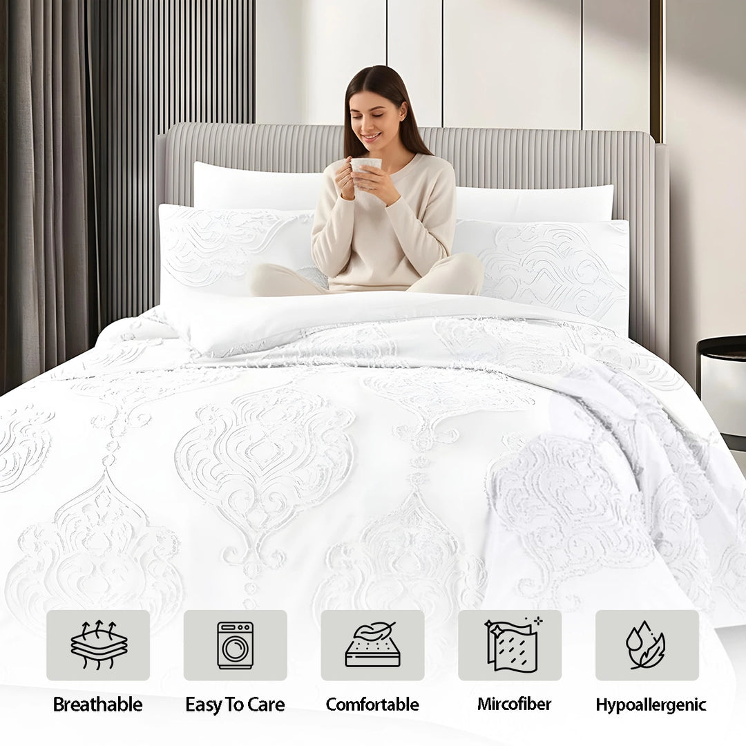 King Bedding Set with Duvet Cover 220x240 6 PCs  Fitted Bed Sheet Set (6FM27)