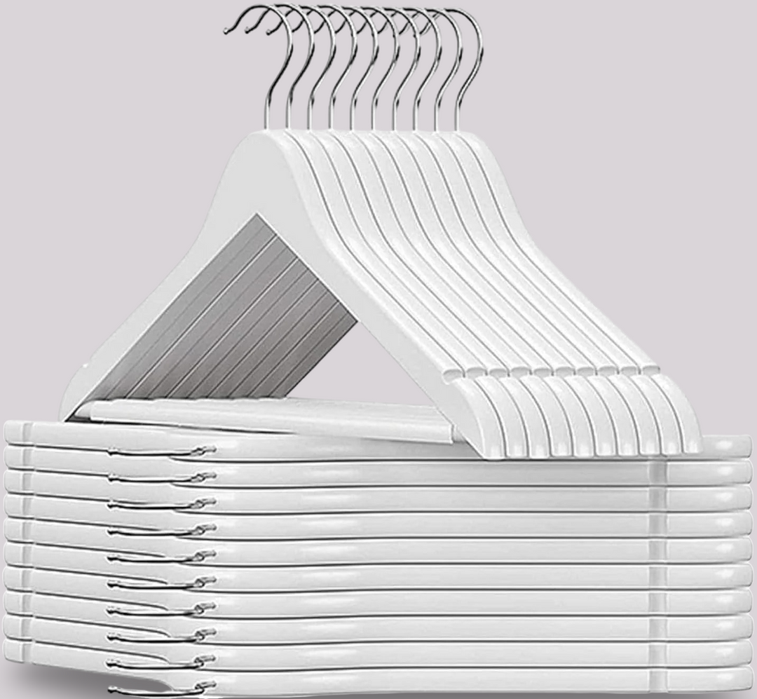 MOONCEE 20 PCs Wooden Hangers - Non Slip Wood Clothes Hanger