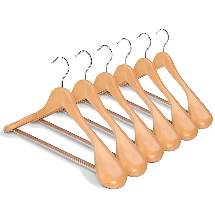 Premium Wooden Hangers Set – Durable, Anti-Slip & Ideal for Jackets, Suits, Coats (Natural)