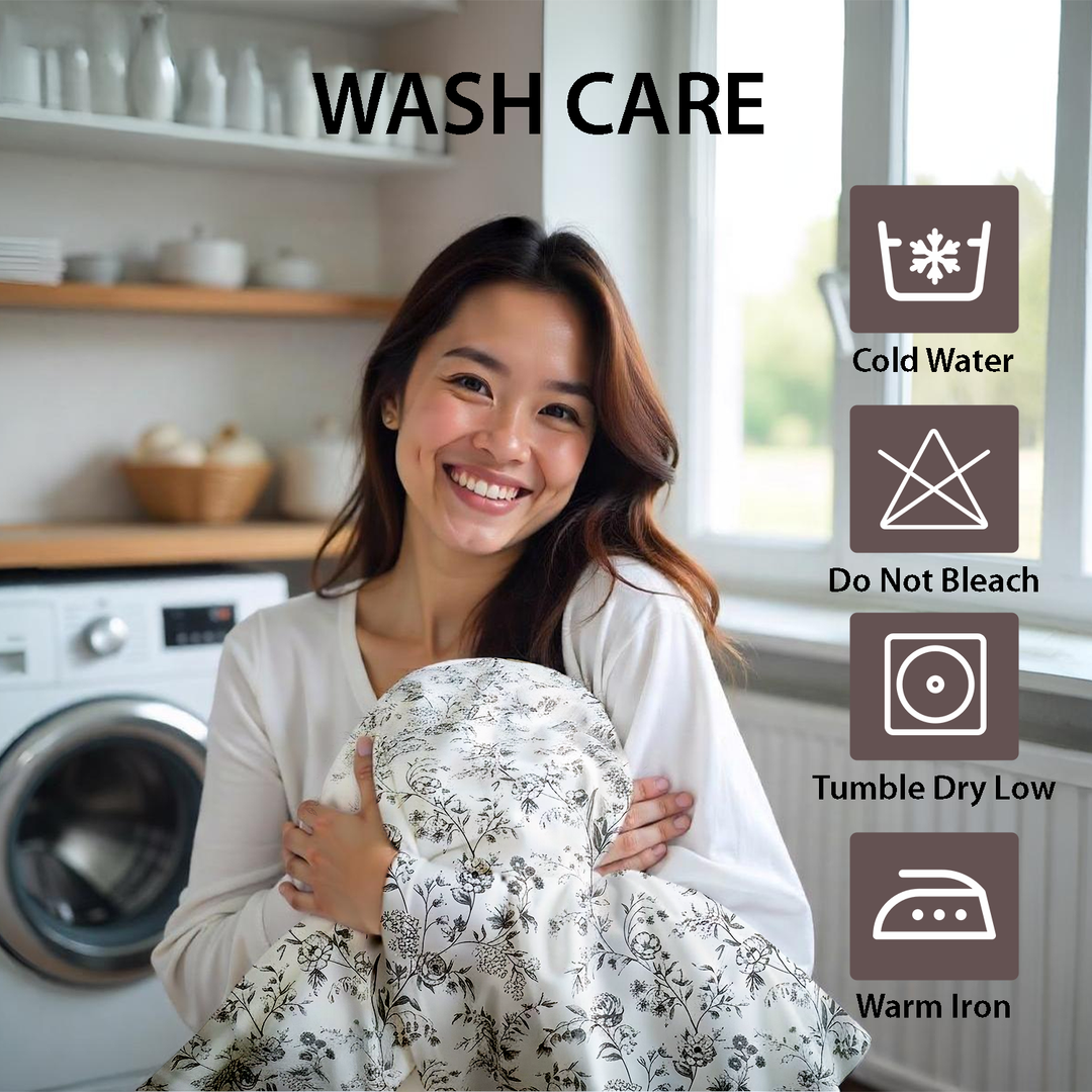 King Size Bedding Set with Floral Vine Print - 6 PCs Set Duvet Cover & Pillowcase (6FS152)