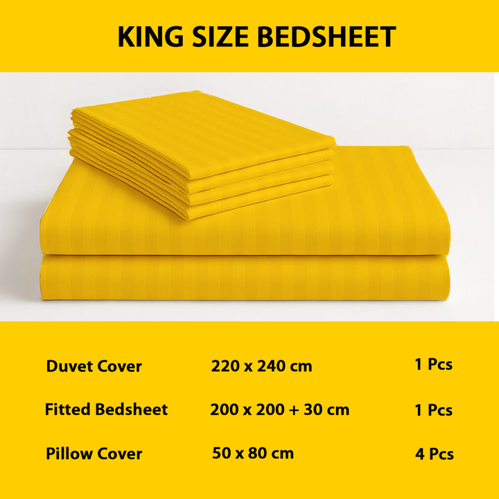 MOONCEE 6 PCs King Bedsheets Set With Duvet Cover 220x240 Bedding Set (Yellow)