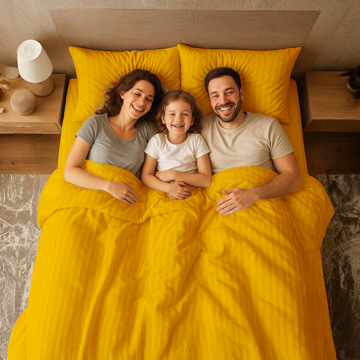MOONCEE 6 PCs King Bedsheets Set With Duvet Cover 220x240 Bedding Set (Yellow)