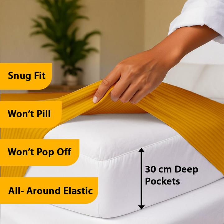 MOONCEE 6 PCs King Bedsheets Set With Duvet Cover 220x240 Bedding Set (Yellow)
